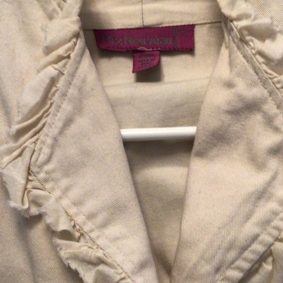 Elegant Cream Women's Jacket with Scarf accent for fashion only - Picture 8 of 9
